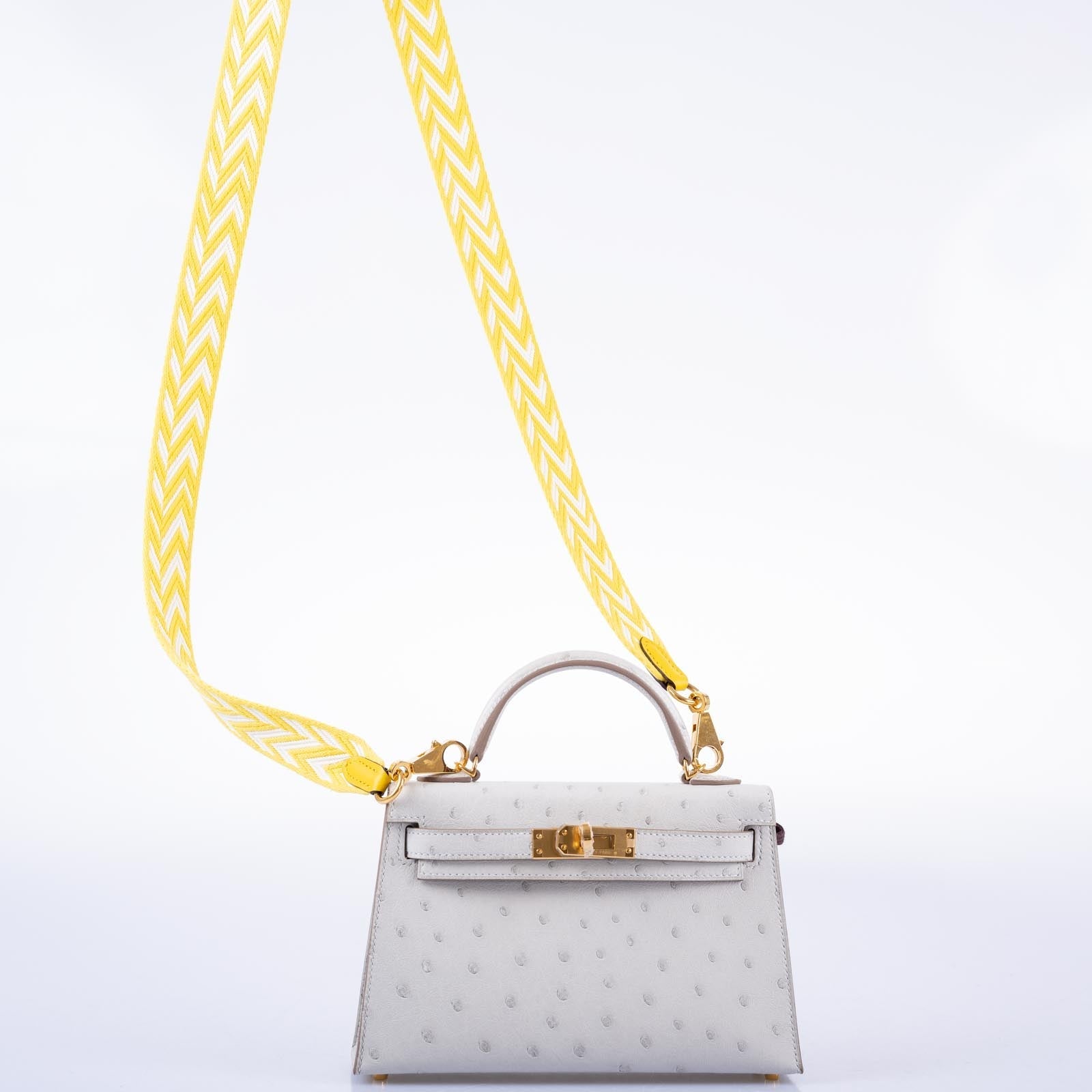 Hermes Kelly 28 Sellier Ostrich Gris Perle