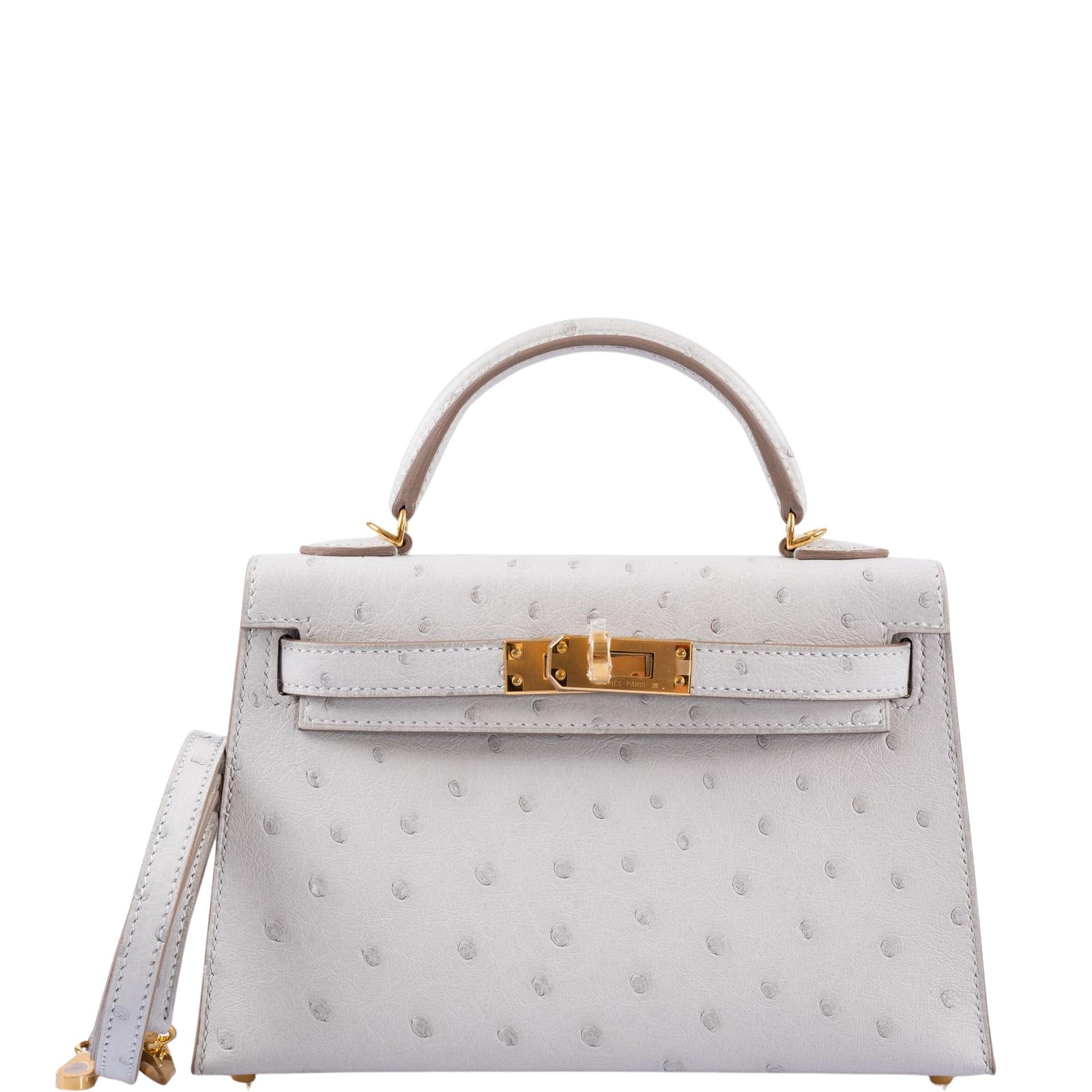 Hermes Kelly Sellier 25 Gris Perle Ostrich Gold Hardware – Madison Avenue  Couture